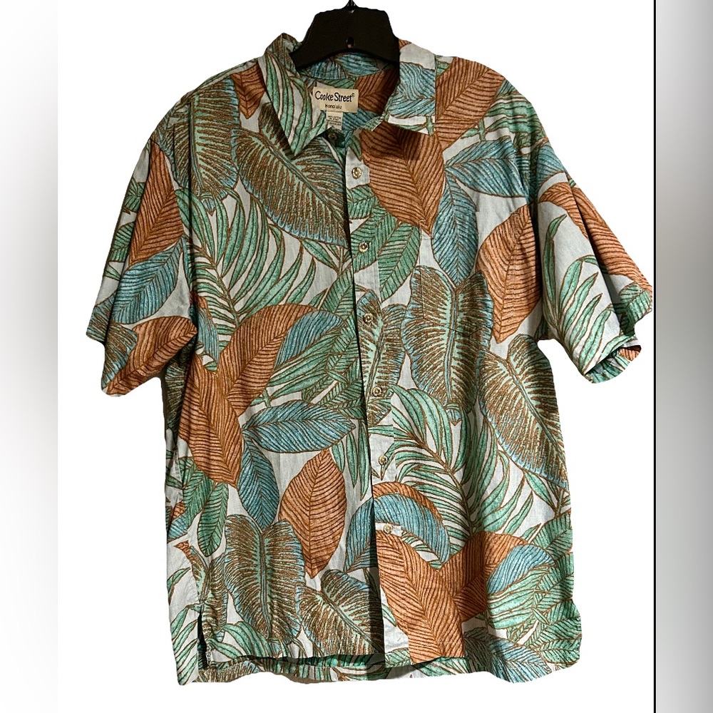Cooke Street men's Hawaiian shirt short sleeve Floral leaf pattern XL